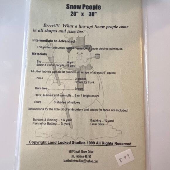 Land Locked Studios 99-05 Pattern Snow People Vintage Christmas Paper Piecing - Picture 4 of 5